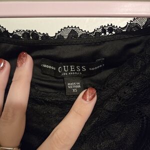 GUESS Black Lace Camisole with Eyelash Trim